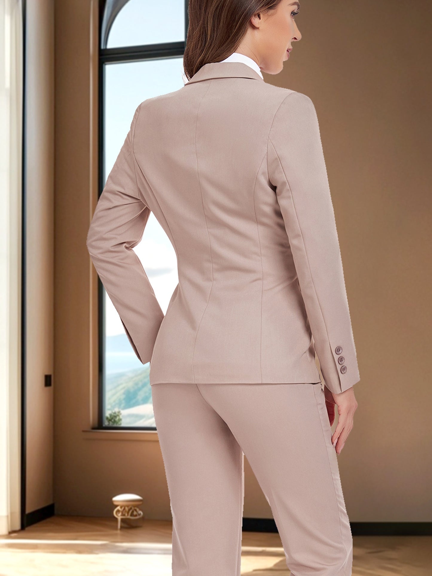 Men'S Autumn Winter Suit Sets for The Christmas And Friday Promotions Women'S 2pcs Business Office Suit Lady Peaked Lapel Slim Fit One Button Blazer Jacket Pants Set for Work Size XS-2XL