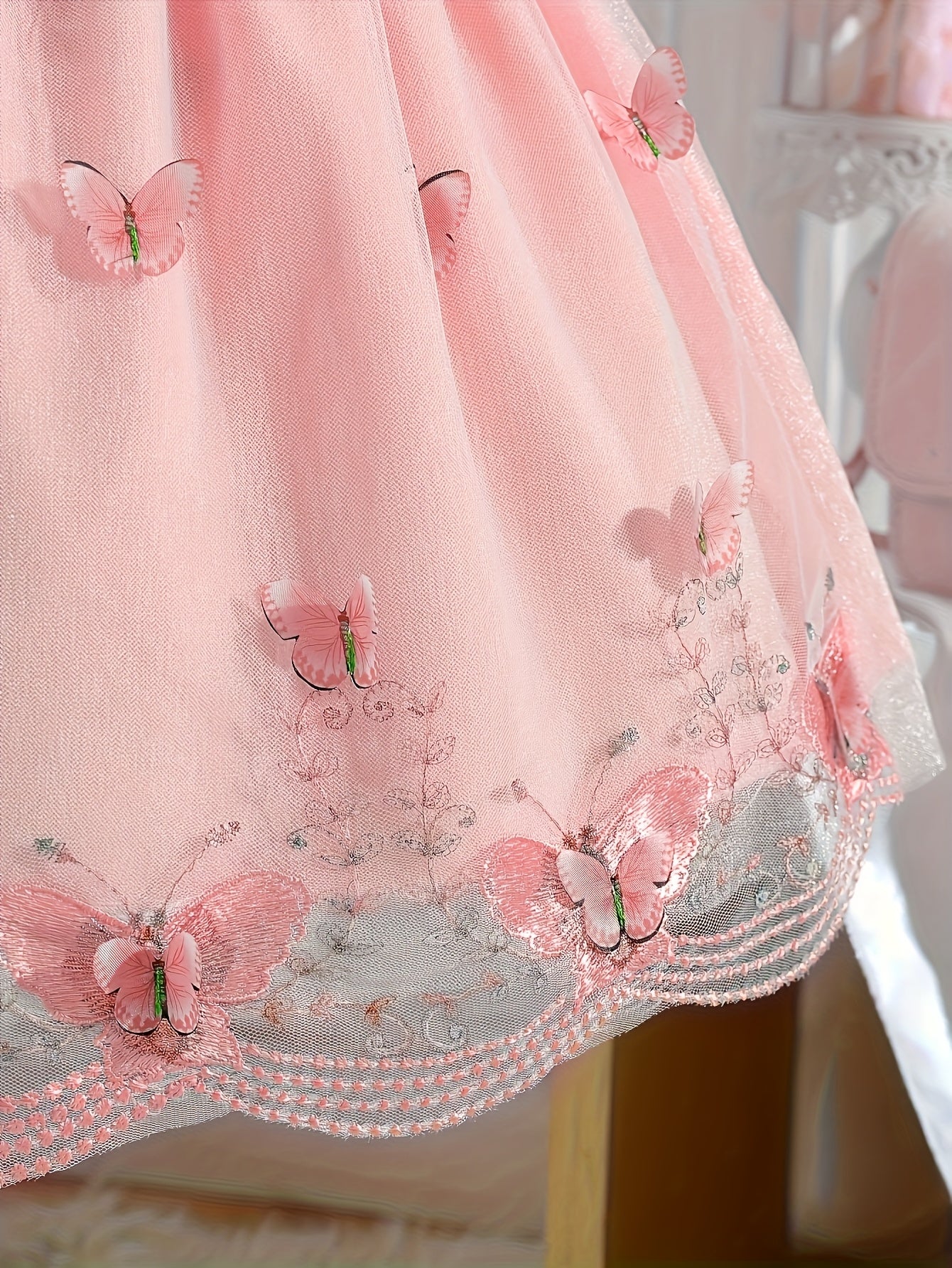 Girls' Clothing, School Season Gifts, Cute Girls' Dresses, Summer Lightweight Net-sheen Dresses, Bow Decoration Dresses, Versatile Fashionable High-end Style, Suitable for Parties And Wedding Seasons, Girls' Princess Dresses, Valentine's Day Gifts