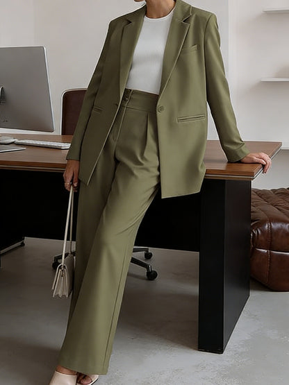 Women'S Suit Set | Soft Fabric Classic Relaxed Fit Tapered Silhouette | Casual Blazer Pants Two Piece Set Business Formal Style for Business Trip And Networking Event Occasions | Structured