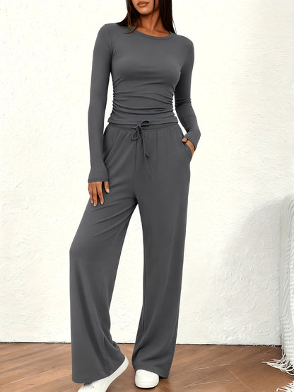 2026 [Elegant Direction]Relaxed And Sophisticated Fashion Casual Outfit, Pants + Fitted Long Sleeves