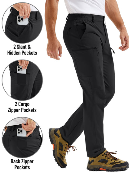 Men'S Cargo Pants Spring Hiking Trousers Quick-Dry Ripstop Stretch Fabric Breathable Moisture-Wicking Lightweight Elastic Waist And 3D-Cut 6 Pockets Outdoor Pants for Fishing Travel Camping, Work in Spring And Summer