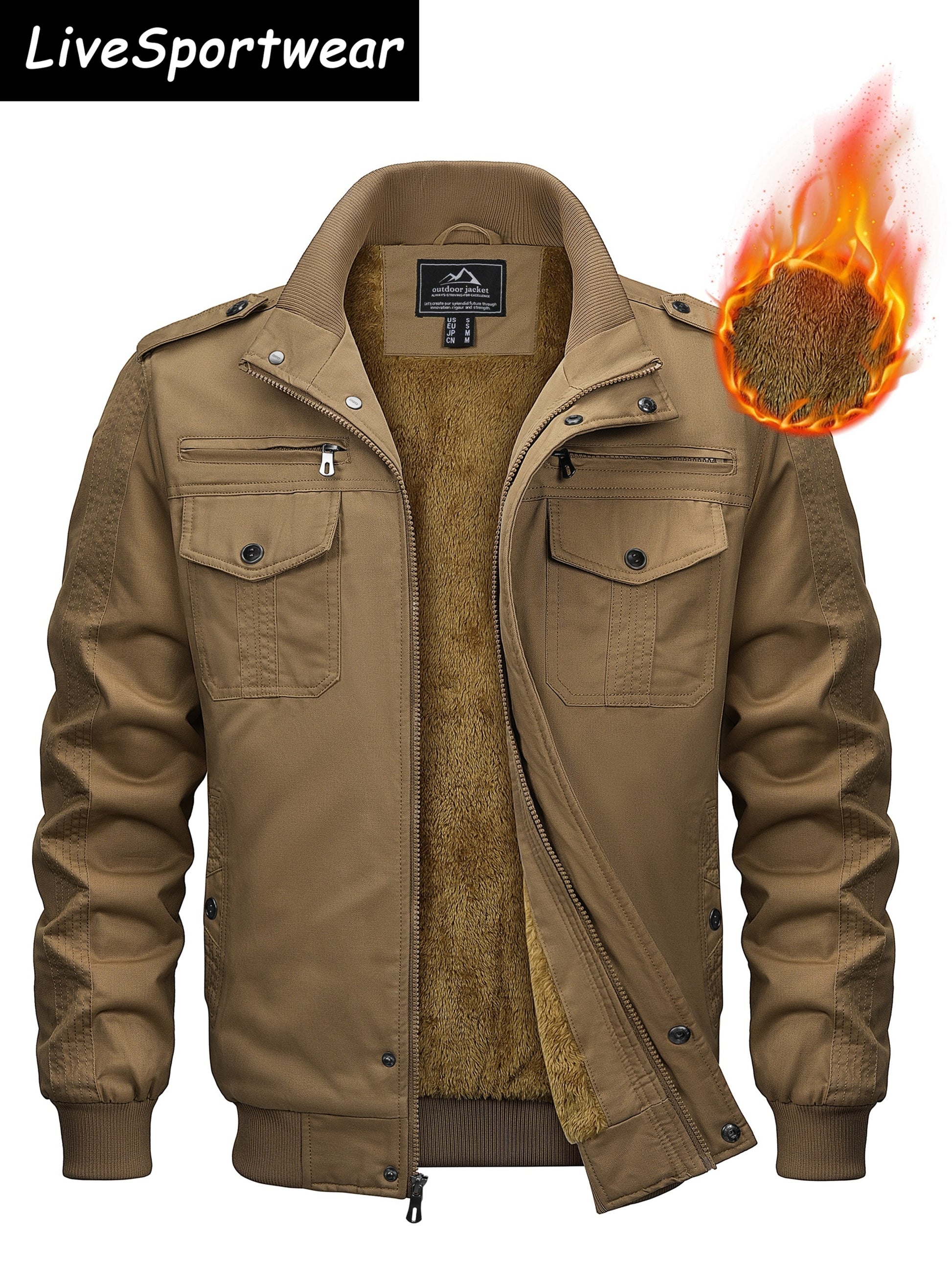 Men's Black Cotton Cargo Jacket - product view 21