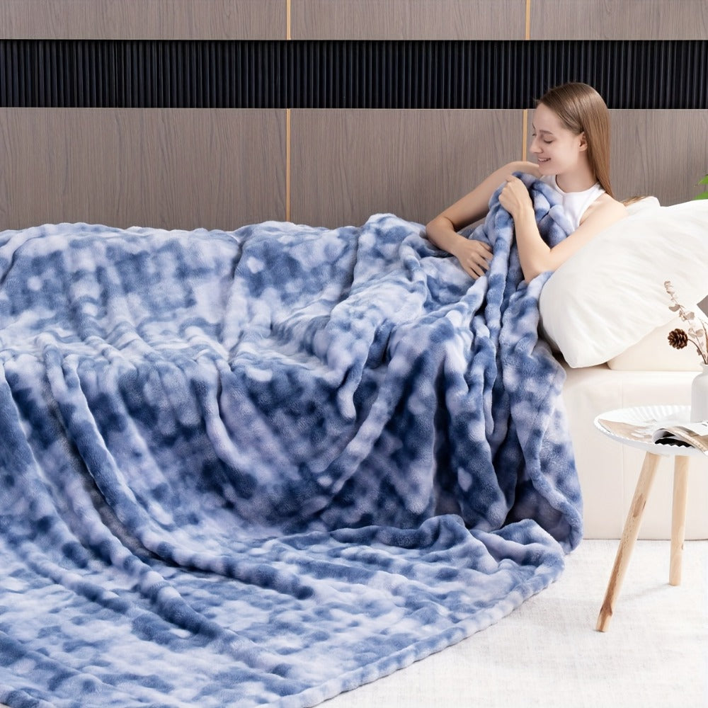 Faux Rabbit Fur Cozy Throw Blanket - Machine-Washable Travel Style