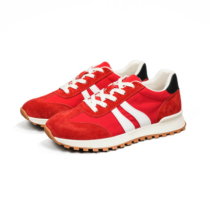 Women's Genuine Leather Chunky Lug Sole Lace Up Running Shoes Casual Designed Fashion Sporty Sneakers AA1127n