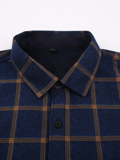 Men's & Women's Warm Lightweight Collar Plaid Shirt Jacket - Single-Breasted Button Front Flannel Coat with Pockets, Machine Washable Fall Winter Outerwear for Casual Streetwear & Layering (Regular Fit)
