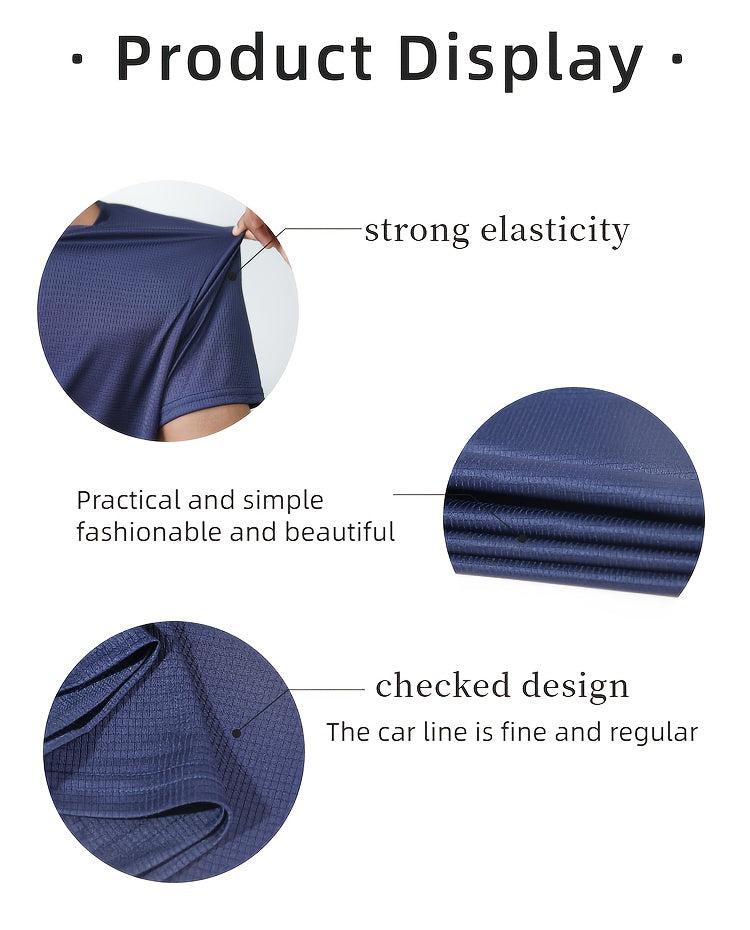 5pcs Men's Breathable Stretchable Sports T-Shirts - 100% Polyester Round Neck Short Sleeve Gym Tees Suitable for Running, Fitness Training, Casual Wear, Machine Washable Athletic Shirts with Regular Fit for Workout & Everyday Use