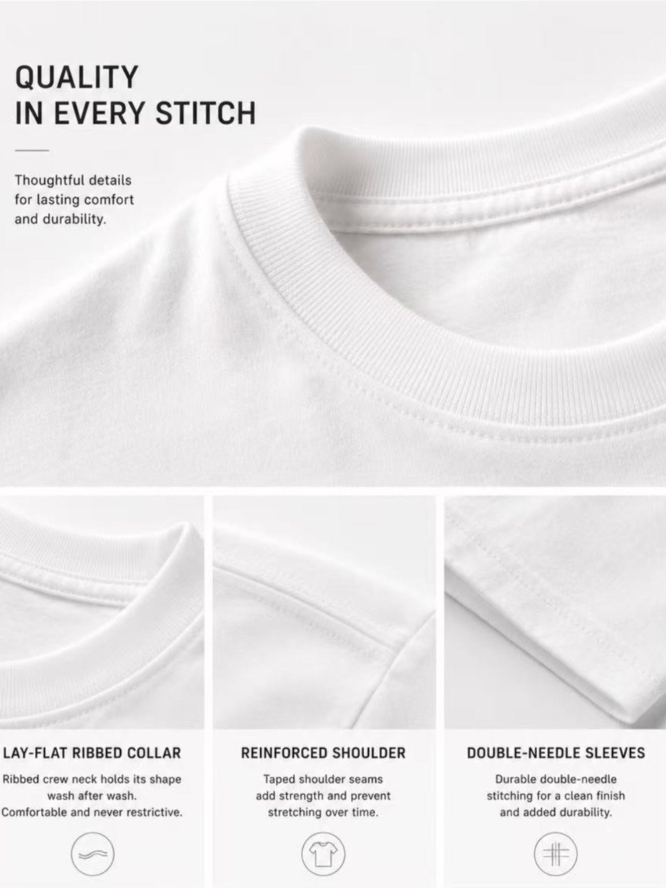 5 Pack Mens Cotton Crew Neck Regular T-Shirts Bulk Short Sleeve Lightweight Tees White Colors