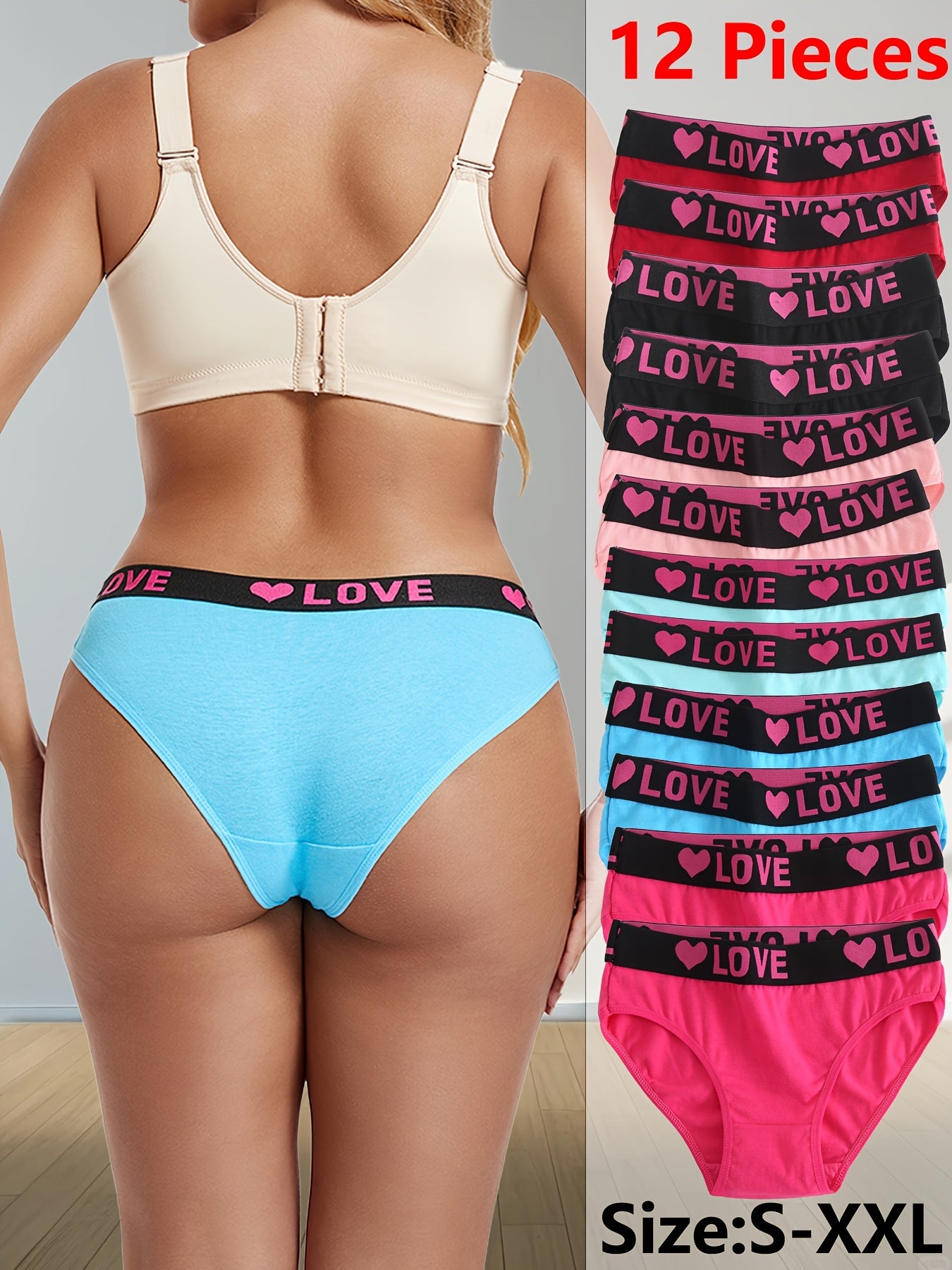 12PCS Seamless Monogrammed Women's Panties, Sexy, Comfortable, Breathable And Stretchy Underwear Panties