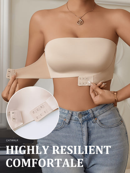 2pcs of Strapless Elegant Ladies Dress Bra - No Steel Ring, Front Buckle Design Comfortable and Not Embarrassed, Removable Bra Pad Style, Invisible Fit Does Not Show, with Strapless Dresses, Halter Dresses Exclusive Underwear!