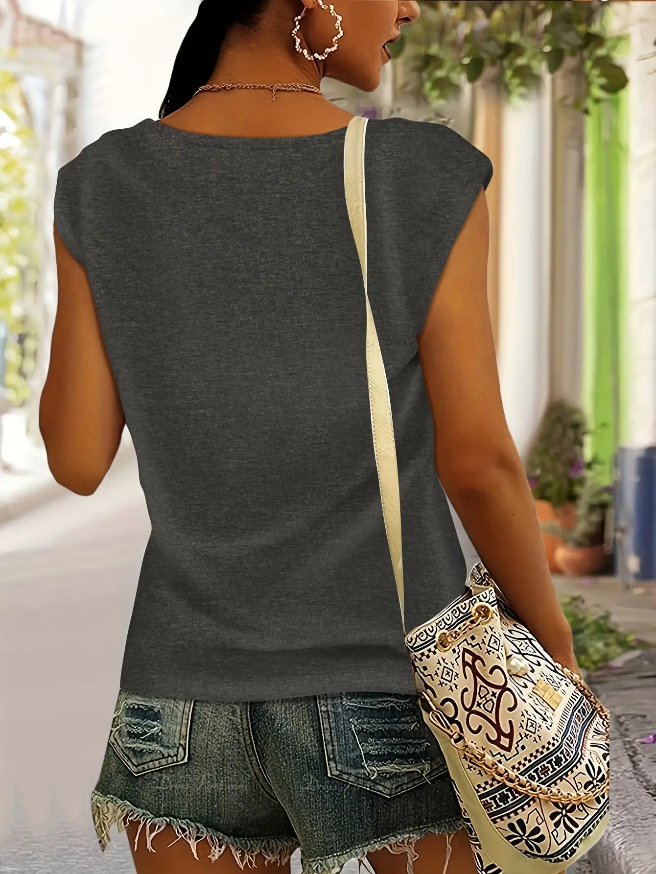 Blue Anchor Seagull Ocean Sailor Pattern Print European And American Style Women'S Spring Summer Casual Easy Versatile Vacation Color V-Neck Raglan Short Sleeve T-Shirt