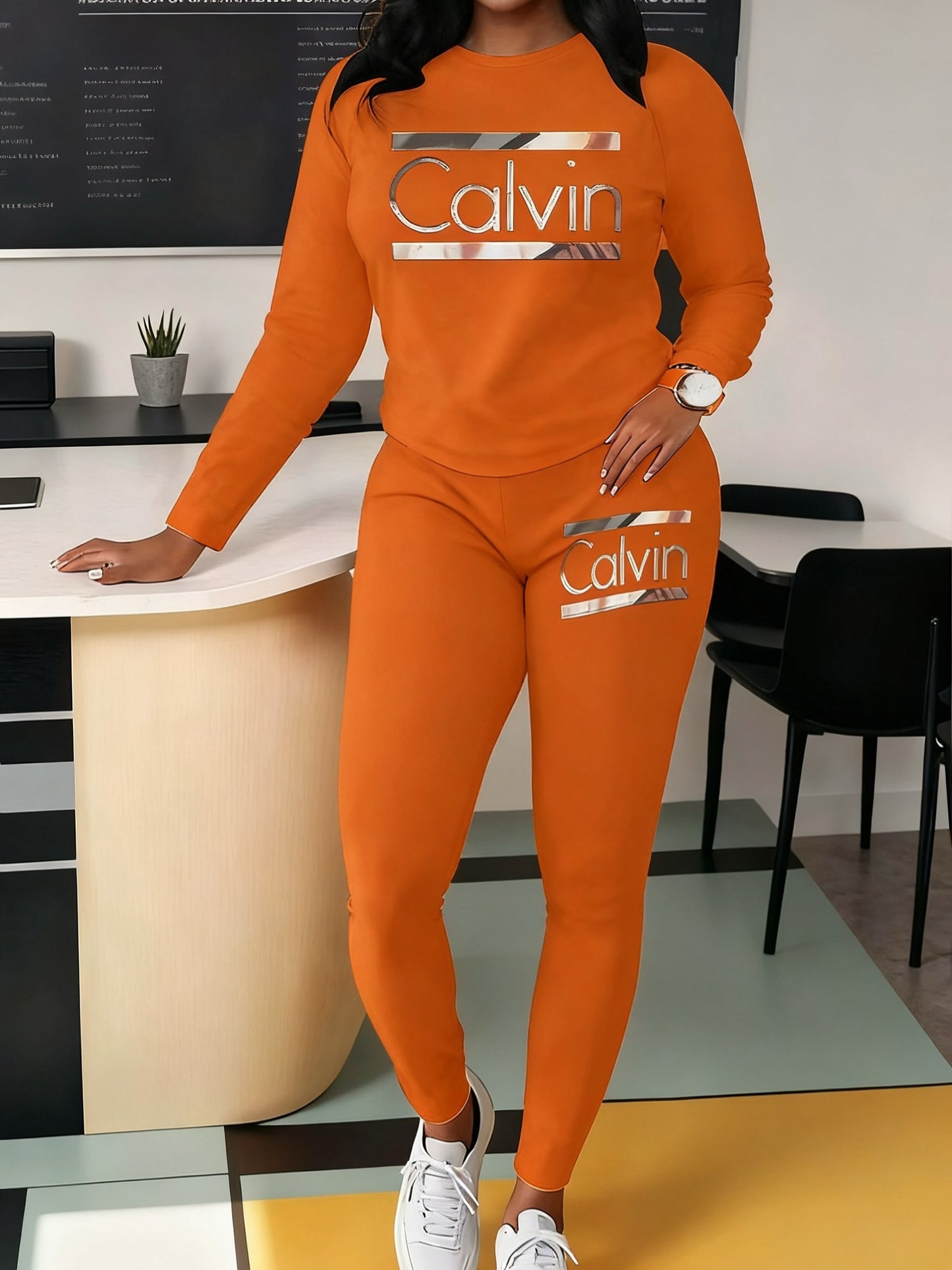 Women'S All-Season Casual Two-Piece Set - Oversized Round Neck Sweatshirt & Wide-Leg Pants with Letter Print, Soft Round-Neck Long Sleeve Outfit in /, Comfortable Casual Attire for Work, Semi-Formal Events & Everyday Outfits - Easy-Care Fabric