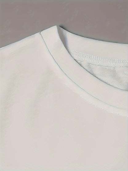 A Basic Short-Sleeve T-Shirt Featuring a Denim And Pearl Design, Made from Soft, Breathable Fabric Suitable for All Seasons. This Women'S Casual Top Is Durable, Machine Washable, And a Must-Have for Outings