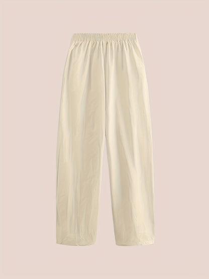 Plus Size Spring Summer Casual Floral Print Pants with Pockets and Elastic Waist, Perfect for Stylish Commuting
