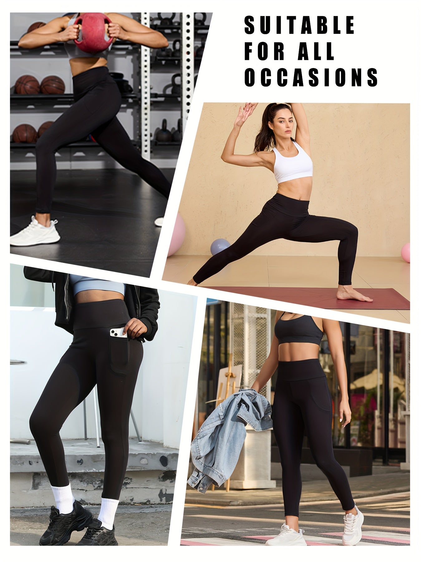 3 Pack Super Soft Leggings with Pockets for Women, High Waisted Tummy Control Workout Yoga Running Pants Leggings