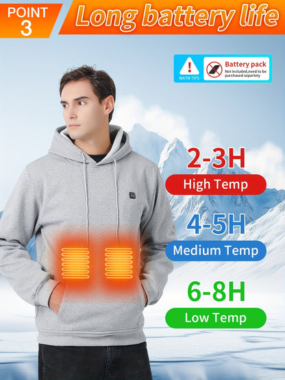 Heated Hoodie for Men Electric Heating Sweatshirt, Winter Thermal Pullover Sweater(Battery Not Inculded)