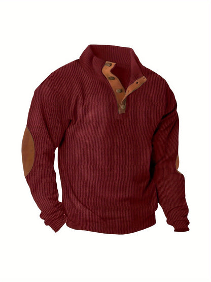 Men'S Autumn And Winter Outdoor Loose Jacket, Corduroy Casual Stand Up Collar, Long Sleeved Button Hoodie, Men'S