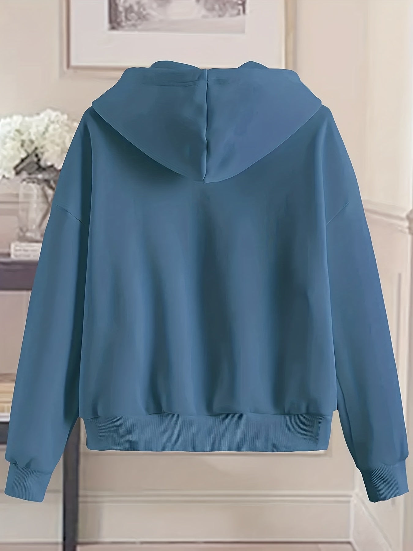 Women's Chic White Zip-Up Hoodie - Casual Polyester Sweatshirt with Geometric Pattern, Machine Washable &  Cleanable, Ideal for Spring/Summer/Fall, Sweater Hoodie