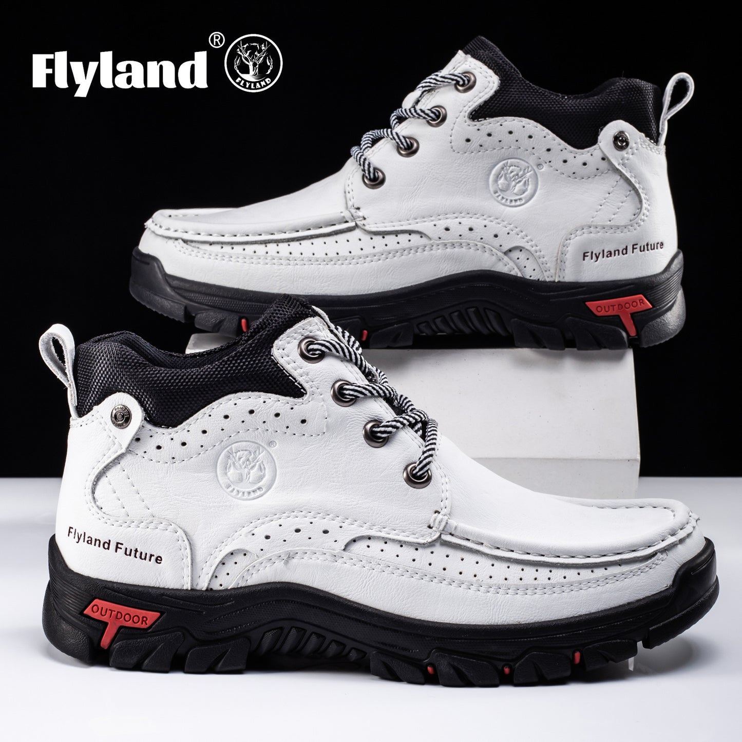 FLYLAND Men'S Fashion Vintage Classical Genuine Faux Leather Handmade Chukka Boots Daily Casual Work Office Shoes