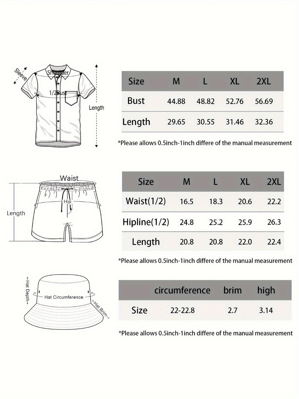 Men's Three-Piece Beach Outfit Set - Resort Print Summer Urban Edition