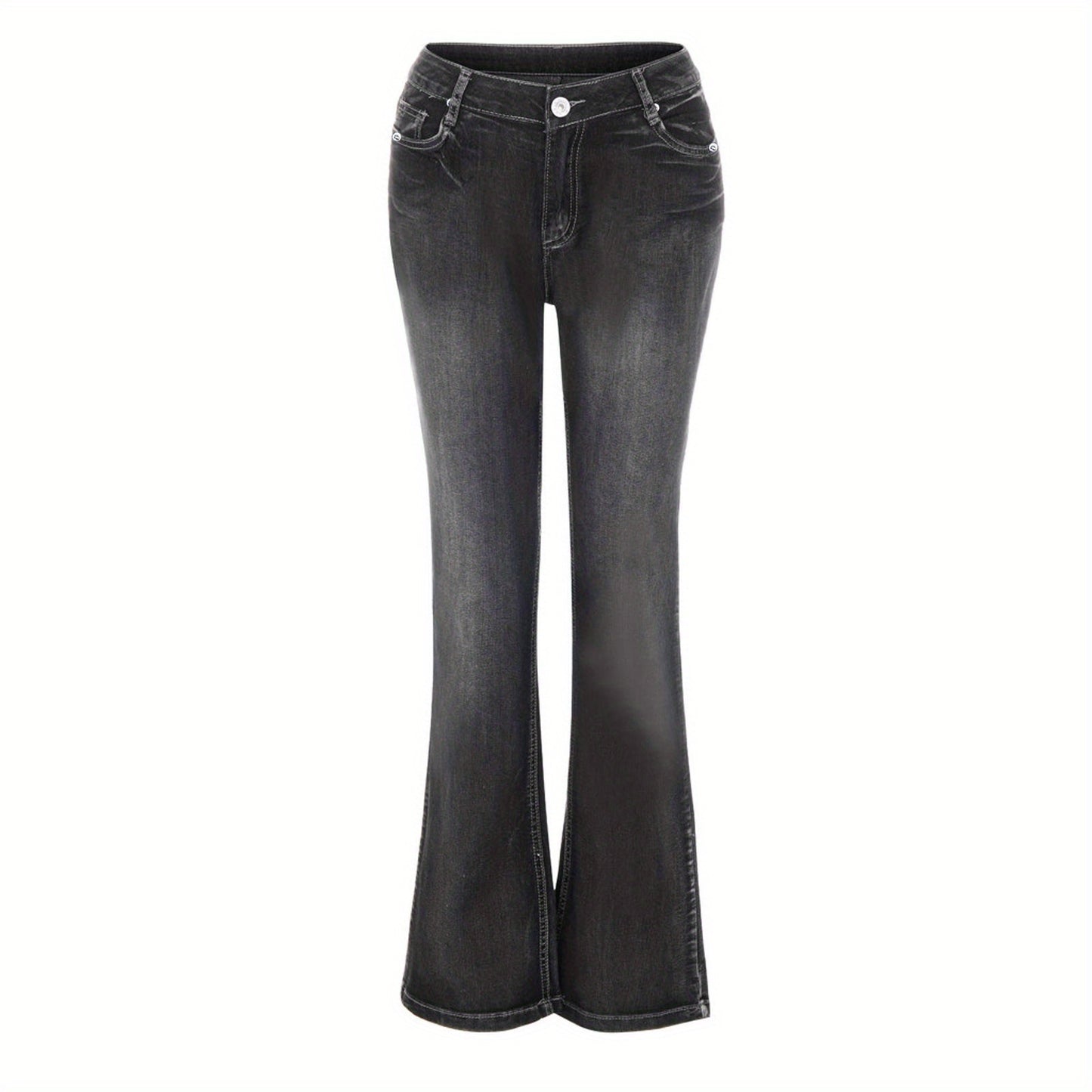American Retro Jeans, New Mid-Waist Flared Pants for Women, Elastic, Tall And Powerful Pants