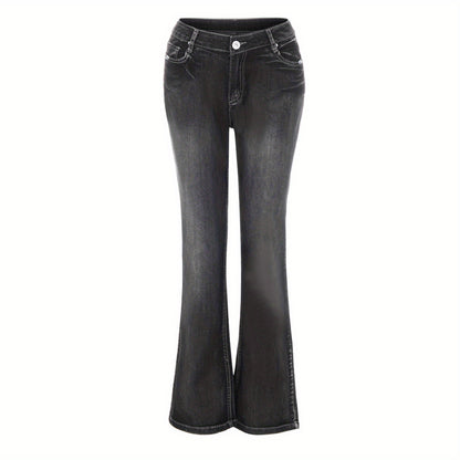 American Retro Jeans, New Mid-Waist Flared Pants for Women, Elastic, Tall And Powerful Pants