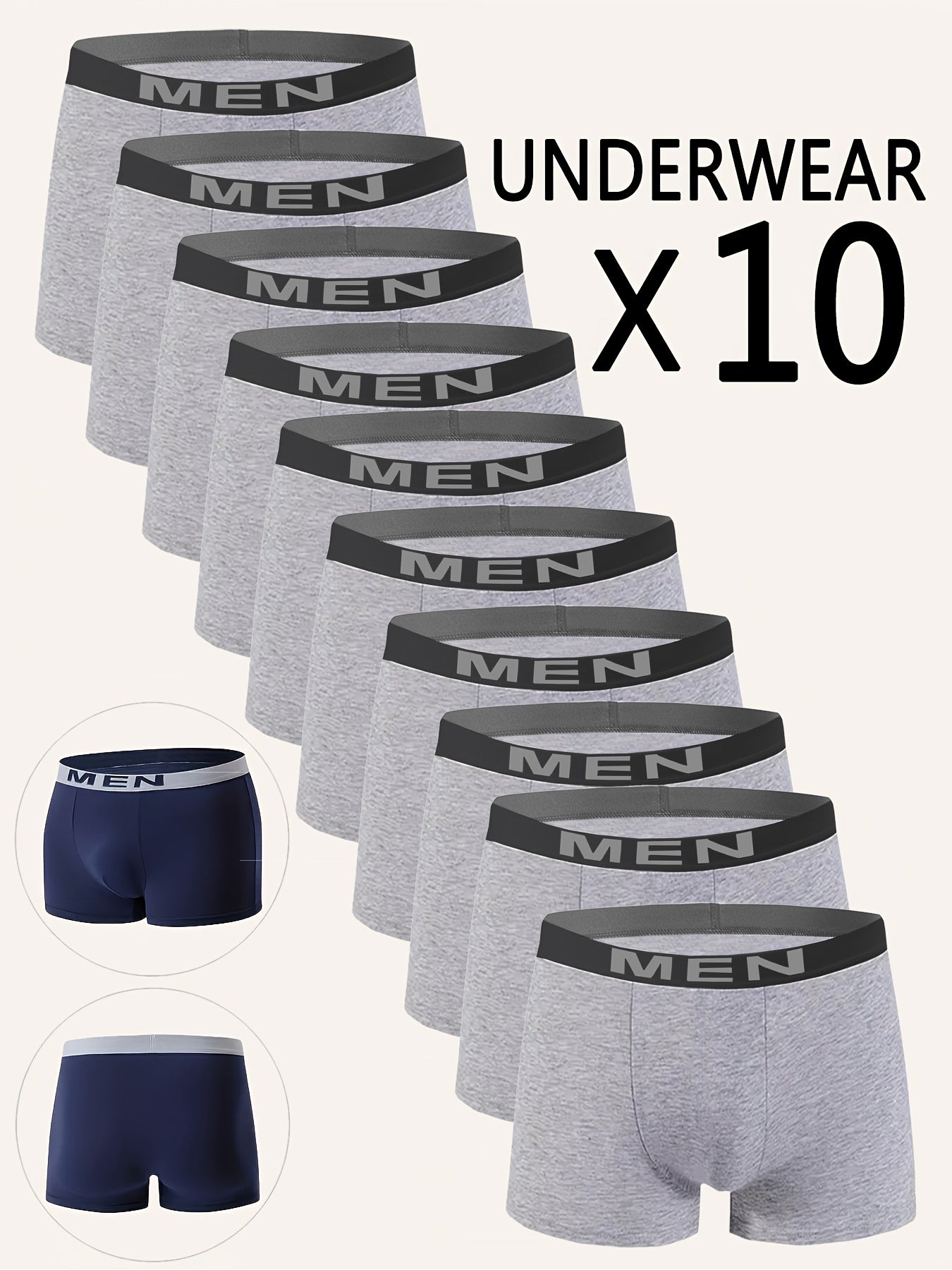 10 Random PCS Men's Cool Boxer Briefs, Men's Letter[MAN] Waistband Design, Breathable Comfortable Boxer Shorts, Elastic Sports Shorts, Men's Casual Underwear Daily Bottoms, Lightweight Comfortable Underpants, A Best Gift for Him