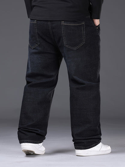 Men's Baggy Jeans - Black Denim Clean Finish