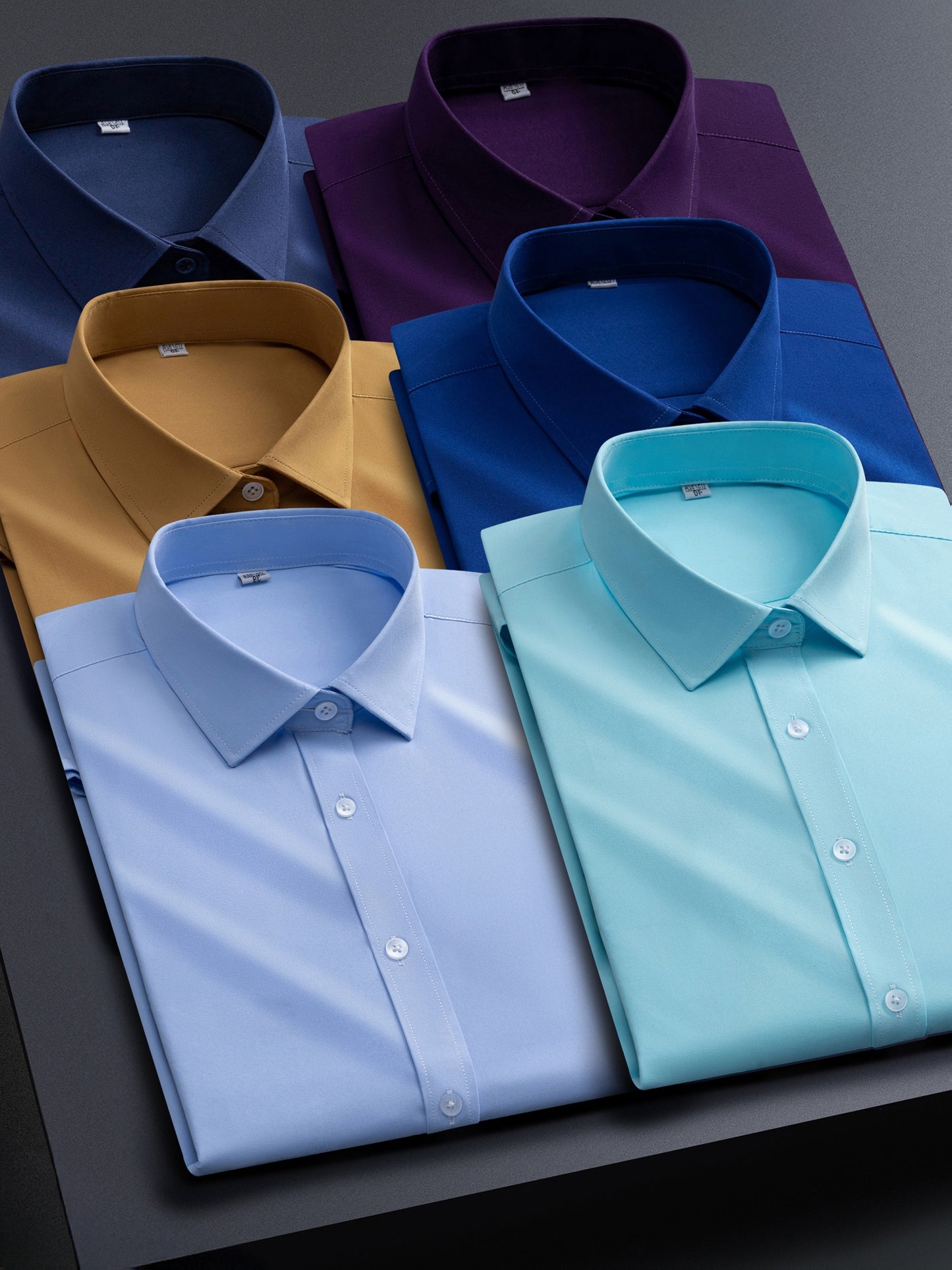 6pcs Men's Long Sleeve Shirts, White Business Professional Dress Wrinkle-Free Suit Casual Workwear, Formal Clothing, Business Attire, Versatile Top, Elegant Style, Machine Washable, Easy Care, Formal Shirt, Men's Shirts, Corporate Employees