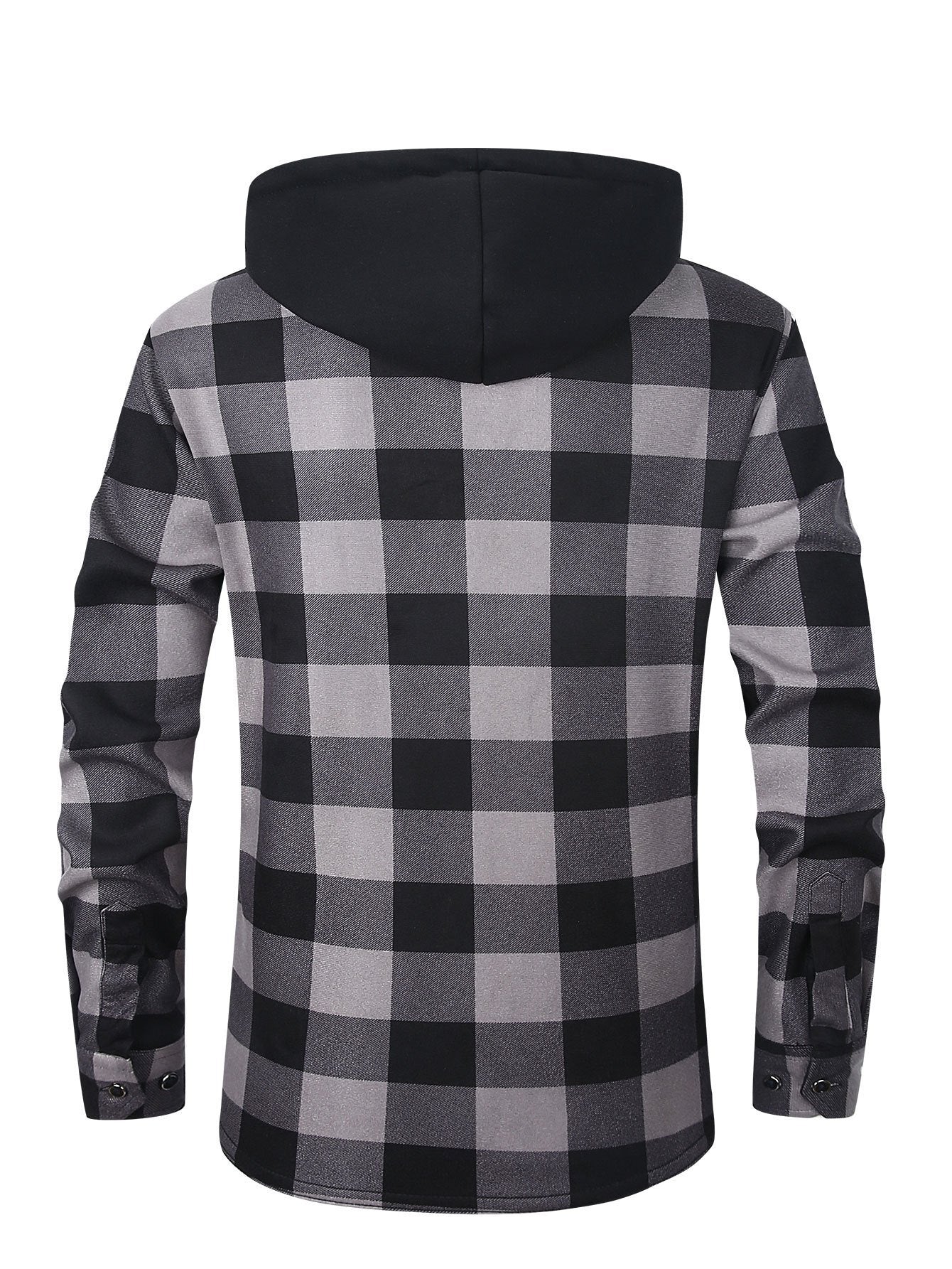 New Men'S Plaid Hooded Long-Sleeved Shirt Outdoor Casual Shirt Jacket | Flannel with Pocket Double Bag Double | Inner Lining Is Thickened | Thermal Shirt