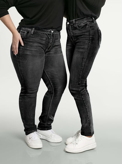 Women's Bright Steel Blue Denim High-Waist Slim-Fit Jeans - product view 25
