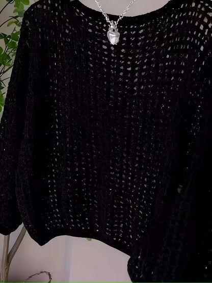 2026 Women'S Hollow Out Sweater Cardigan Long Sleeve Open Front Crochet Cover Up Lightweight Casual Layering Outerwear Soft Top For Spring Fall Winter Resort Wear