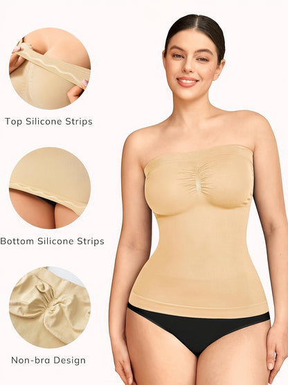 Women's Tight-Fitting Tummy-Control Tank Top Seamless Waist-Defining Sleeveless Top Body-Shaping Waist-Sculpting Tummy-Control Sports Tank Top