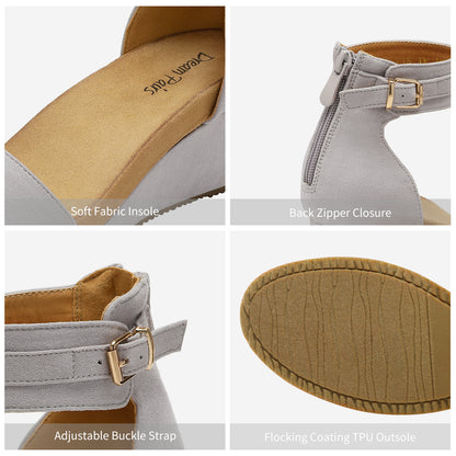 Women's Summer Shoes, Women's Platform Wedge Sandals, Open Toe Buckle Ankle Strap Sandals Stylish & Versatile, Durable & Long-lasting, Versatile and Stylish for weddings, shopping, dating, Office, with wrap dresses, jeans, skirts, shorts, jumpsuits