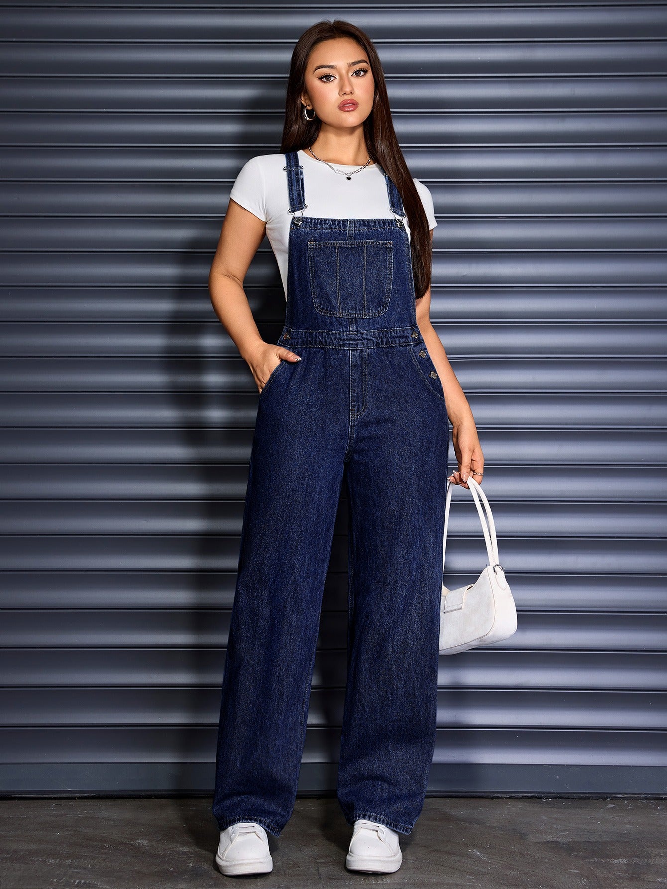 [Denim Wide Leg Jumpsuits] Womens Overalls Denim Straight Wide Leg Jeans Overall Loose Fit Bib Baggy Jean Jumpsuits Adjustable Straps