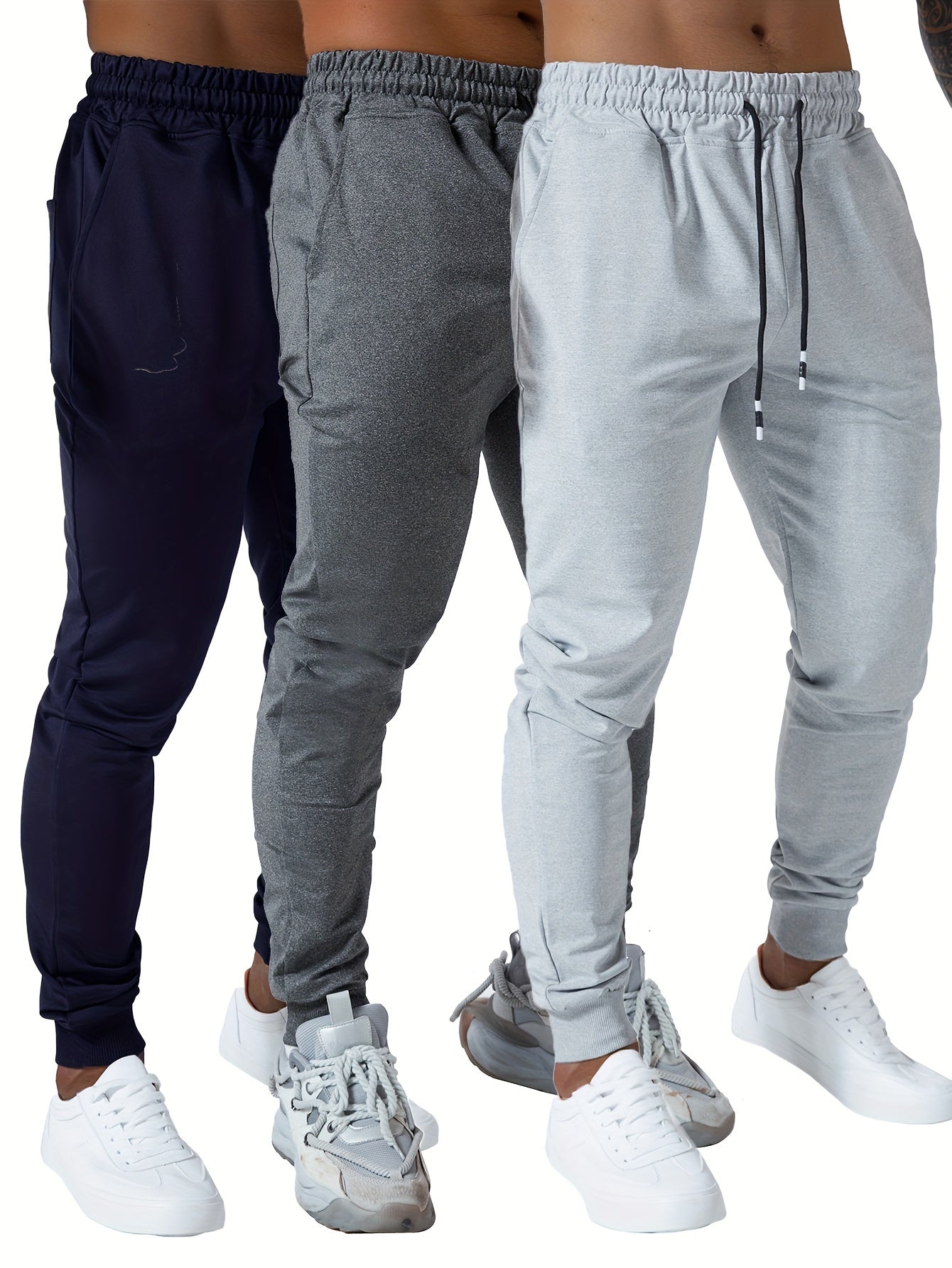 Set of 3 Men'S Athletic Joggers, Stylish Sweatpants for Sports