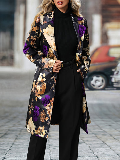 Long-sleeved Floral Pattern Single-breasted Suit Jacket