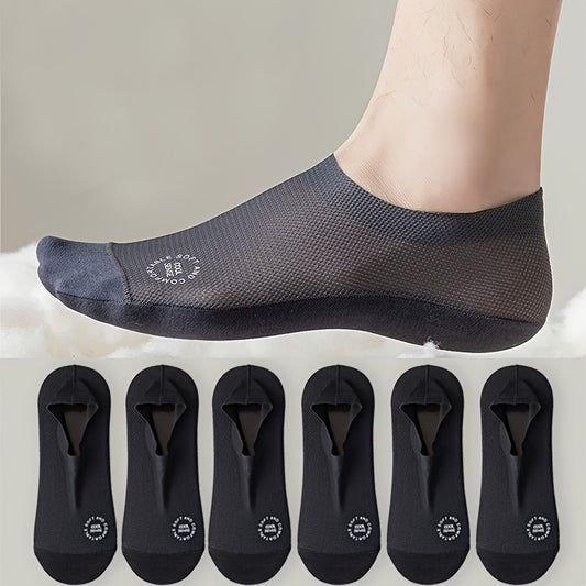 6 Pairs of New Spring And Summer Breathable, Sweat-Absorbing, Minimalist Letter Solid Color Mesh Mid-Calf Boat Socks, Suitable for Both Men And Women, Soft And Comfortable Invisible Boat Socks, Sweat-Resistant