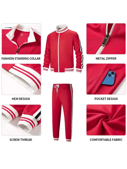 Men Track Suits Sets Long Sleeve Full-zip Sweatsuit Active Jackets And Pants 2pcs Outfits
