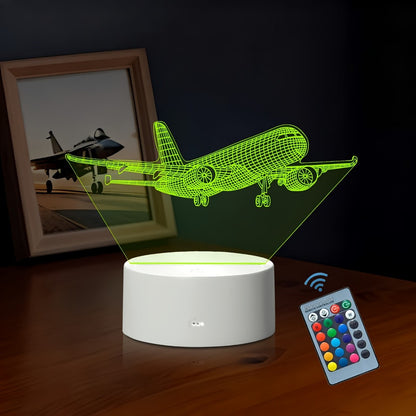16-Color Airplane 3D Night Light - Touch-Control Illusion Display