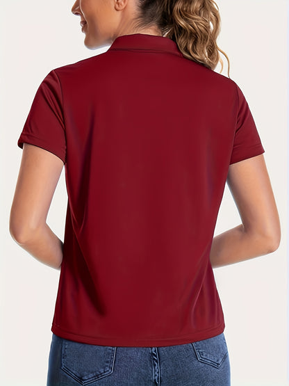 5pcs Women'S Polo Collar Short Sleeved T-shirts, Tops, Moisture Wicking And Quick Drying Clothes With Buckle Collars, Fashionable And Slim Fit, Casual Clothes, Outdoor Morning Clothes, Clothes