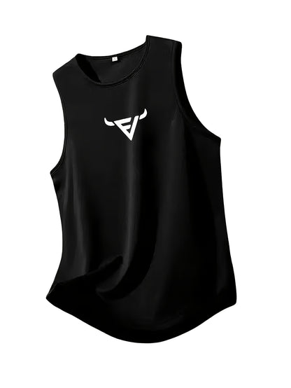 3pcs Mixed Print Bull Head Pattern Men's Breathable Polyester Sports Tank Top - Regular Fit Sleeveless Shirt, Suitable for Gym, Running, Outdoor And Casual Summer Wear, Comfortable T-Shirt, Athletic Style, Training Vest, Energetic Men's Apparel