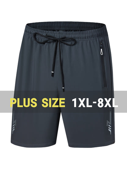 3-Pack Men'S Ultra Lightweight Quick-Drying Plus Sports Shorts - Stylish Casual Running And Fitness Gear, Breathable /Elastane Blend, Perfect For Beaches And Outdoors With Zip Pockets And Elastic Belt, Plus Size