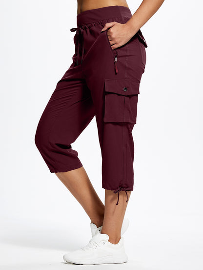 18" Women's Hiking Capris with Pockets Quick Dry Travel Lightweight Cargo Capri Pants Casual Capris for Women