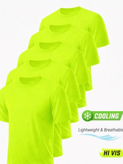 5-Pack Men’s Safety Work Shirts UPF 50+ Quick Dry Breathable Performance Tees for Outdoor Jobs gift for dad