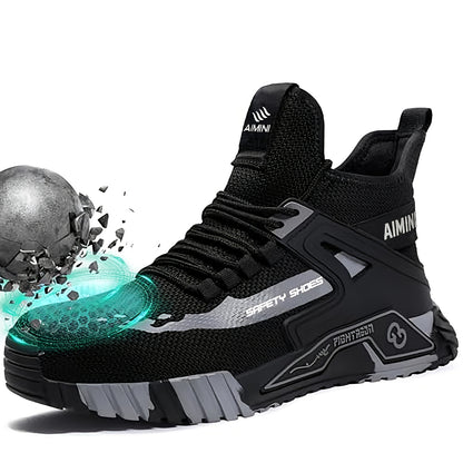 Steel Toe Shoes for Men Industrial Construction Shoes Mid Cut Industrial Boot Work Sneakers Comfortable Lightweight Shoes for Work