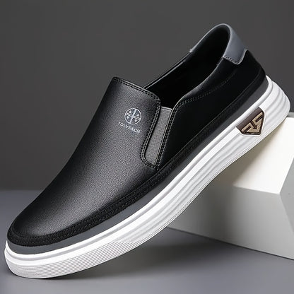 Men's White/Brown/Golden Slip-On Loafers with Non-Slip PVC Sole - Soft Synthetic Upper, Round Toe Unisex Casual & s Suitable for Daily Wear, Vacation, Year-Round Use - All-Season Comfortable Loafers