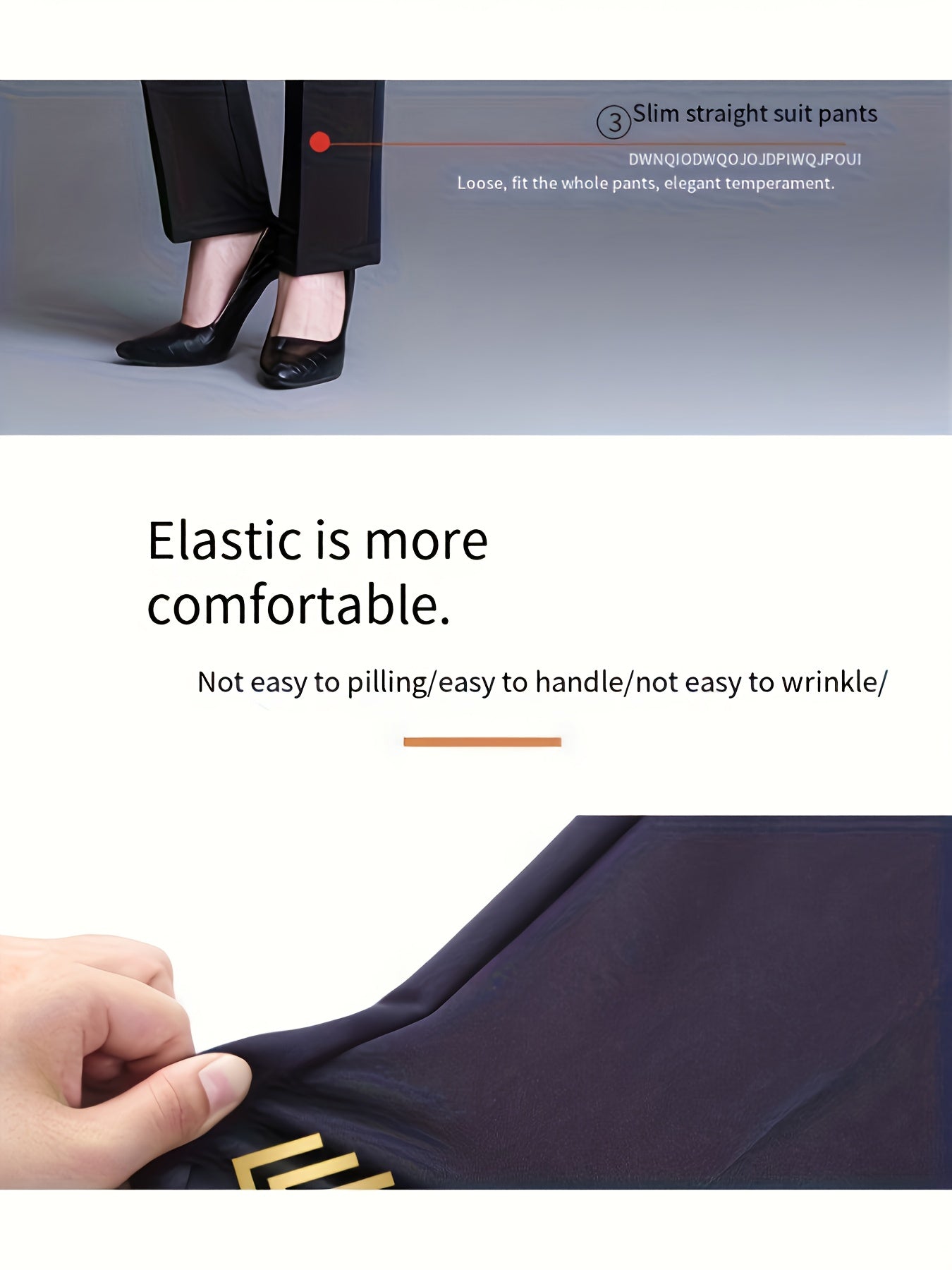 2pcs Set of Women'S Elegant Solid Color Slanted Pocket Straight Leg Pants, Suit Pants, Women'S Work Pants, Office Wear, Solid Color, Machine Washable