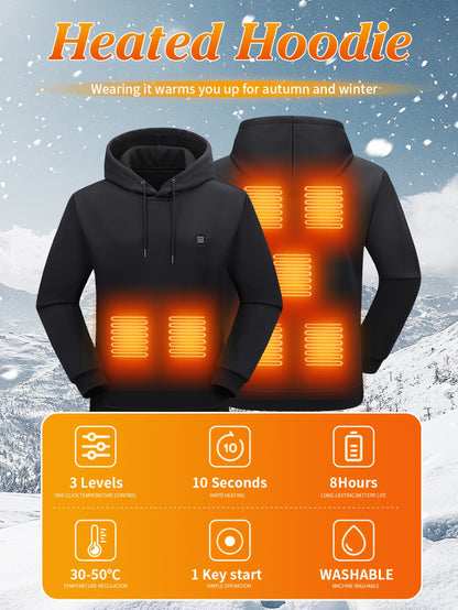 Heated Hoodie for Men Electric Heating Sweatshirt, Winter Thermal Pullover Sweater(Battery Not Inculded)