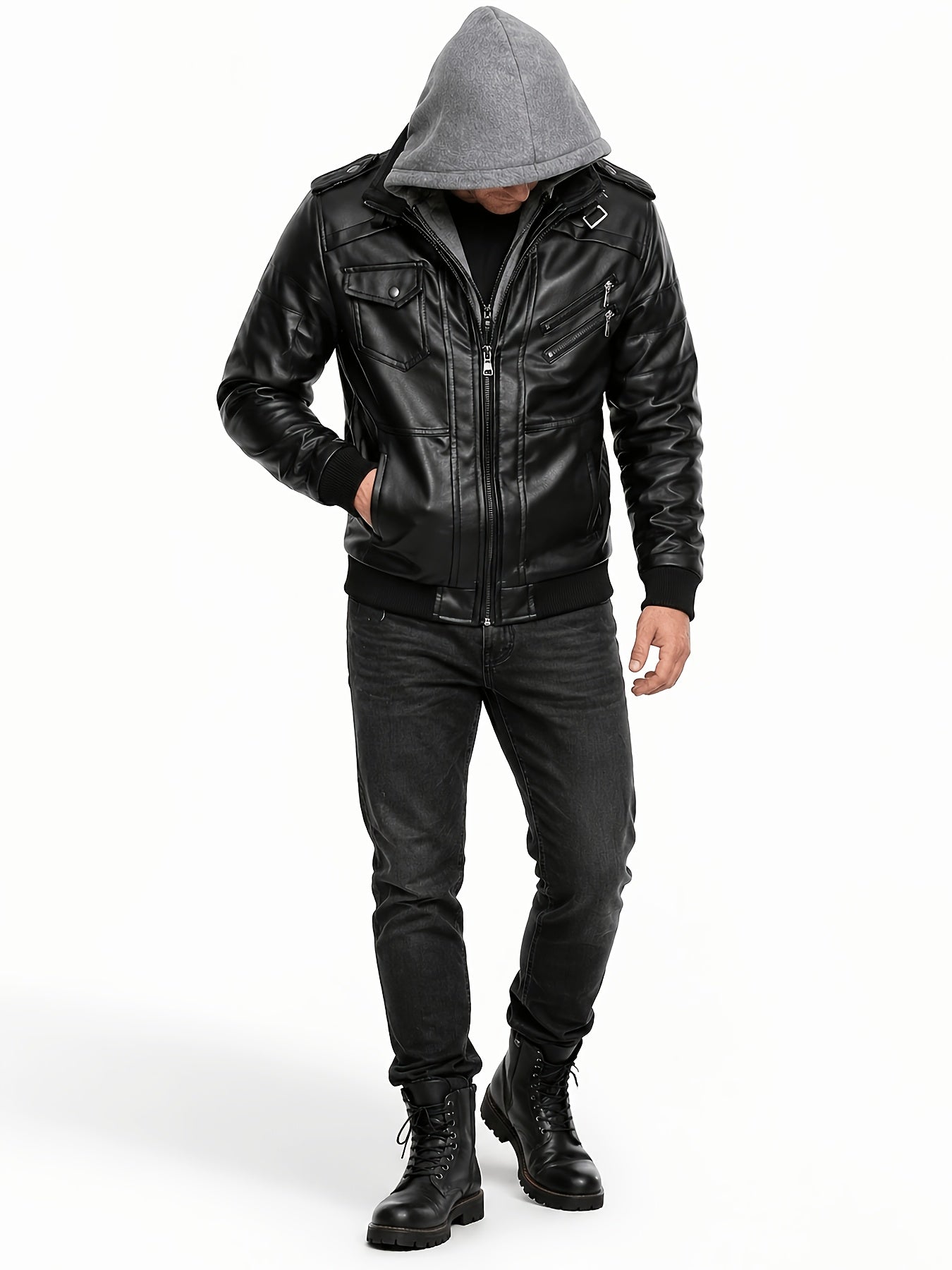 Men's Fashion Zipper Hooded Jacket Multi-Pockets - Great for Spring Outdoor Cycling, Street Cycling