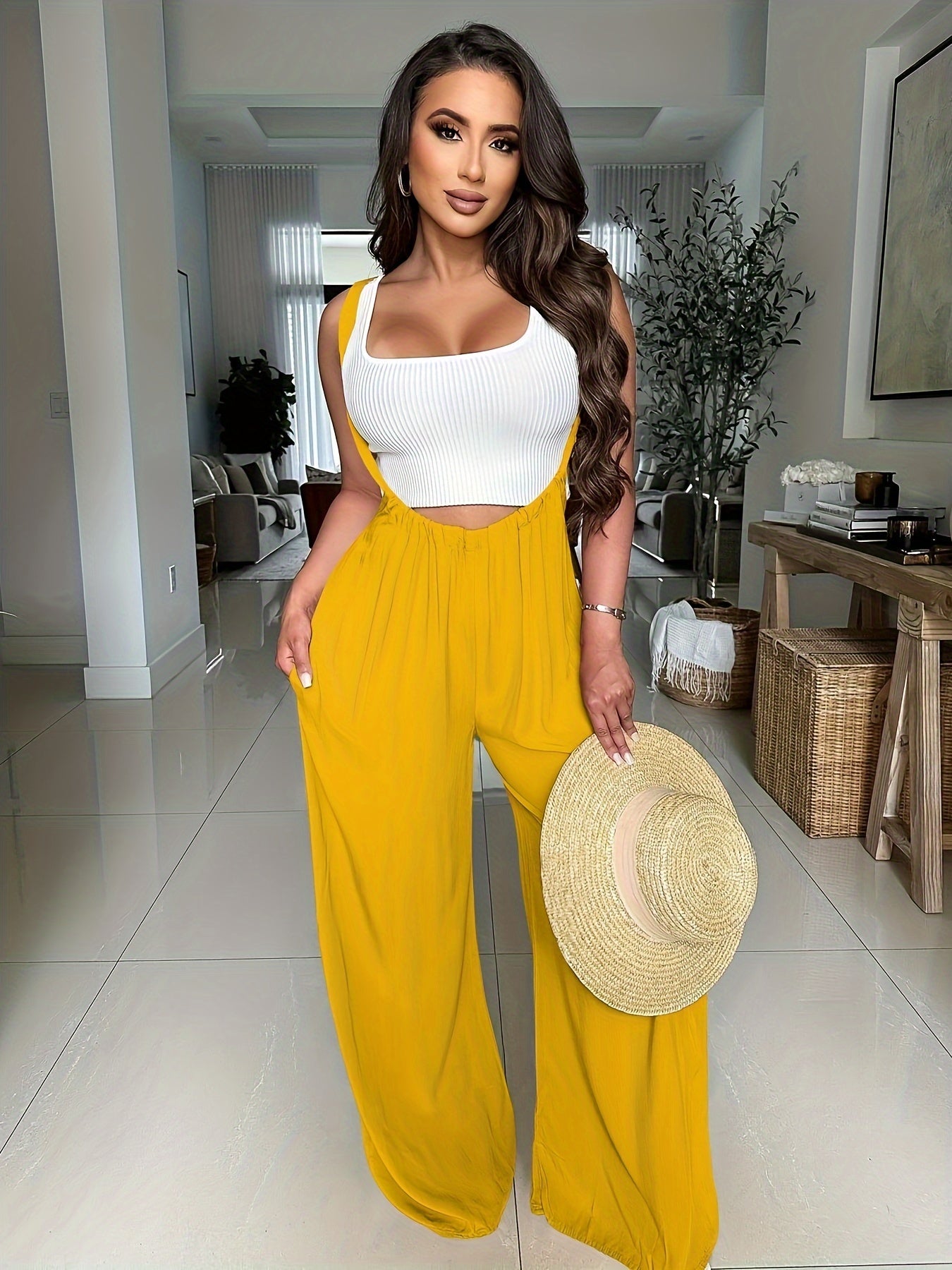 Women's Casual Wide Leg Palazzo Pants - Adjustable Drawstring Waist, Super-Long Length, Loose Fit with Pockets, Machine Washable Lounge & Casual Trousers for All Seasons, Comfortable Clothing | Decorative Drawstring | Soft Texture